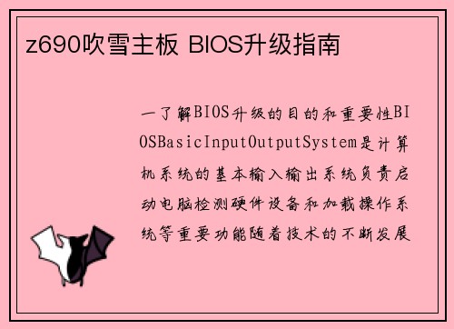 z690吹雪主板 BIOS升级指南
